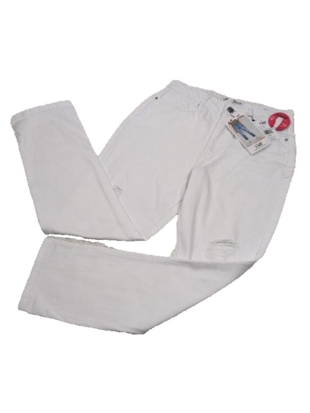 YMI Dream Collection White Destruct Hybrid Five Pocket High Rise Color Jean